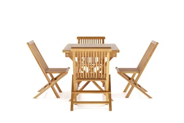 Menorca Liten Matgrupp Utomhus - Rektangulärt matbord i trä med 4 Matstolar - Teak / Natur - Utemöbler & utemiljö - Utegrupp - Matgrupp utomhus