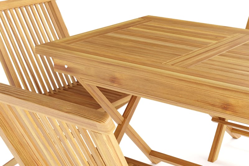 Menorca Liten Matgrupp Utomhus - Rektangulärt matbord i trä med 4 Matstolar - Teak / Natur - Utemöbler & utemiljö - Utegrupp - Matgrupp utomhus