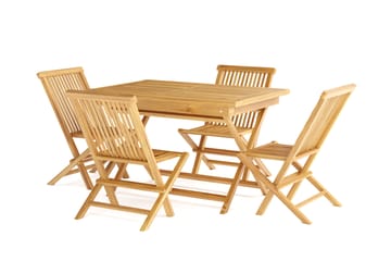 Menorca Liten Matgrupp Utomhus - Rektangulärt matbord i trä med 4 Matstolar - Trä/natur - Utemöbler & utemiljö - Utegrupp - Matgrupp utomhus