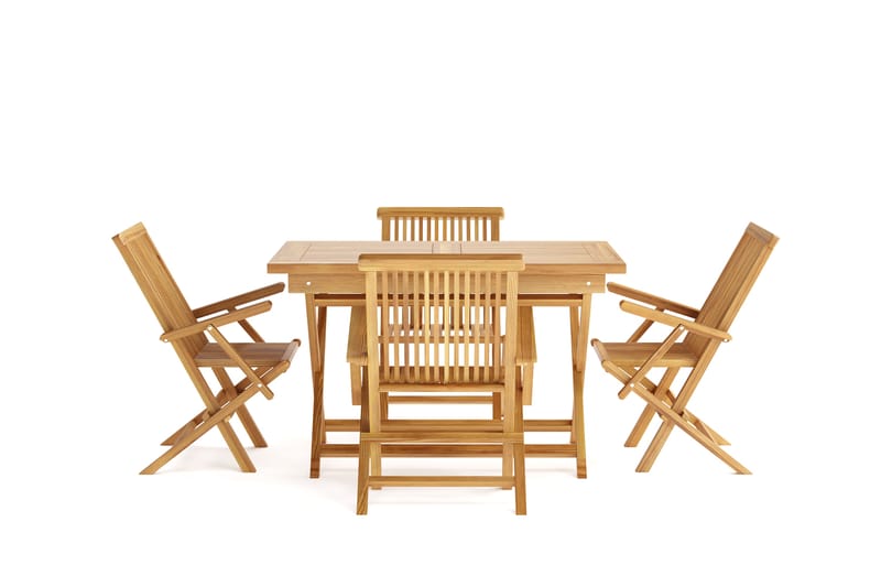 Menorca Liten Rektangulär Matgrupp Utomhus - Träbord med 4 Matstolar - Teak / Natur - Utemöbler & utemiljö - Utegrupp - Matgrupp utomhus