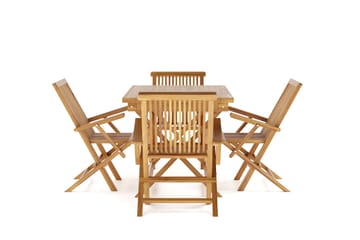 Menorca Liten Rektangulär Matgrupp Utomhus - Träbord med 4 Matstolar - Teak / Natur - Utemöbler & utemiljö - Utegrupp - Matgrupp utomhus