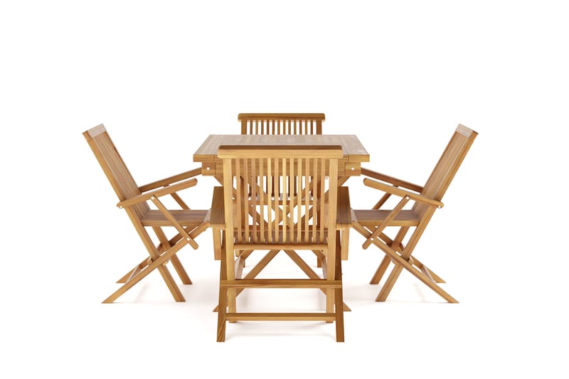 Menorca Liten Rektangulär Matgrupp Utomhus - Träbord med 4 Matstolar - Teak / Natur - Utemöbler & utemiljö - Utegrupp - Matgrupp utomhus