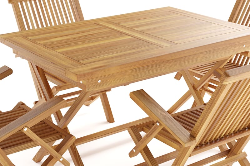 Menorca Liten Rektangulär Matgrupp Utomhus - Träbord med 4 Matstolar - Teak / Natur - Utemöbler & utemiljö - Utegrupp - Matgrupp utomhus