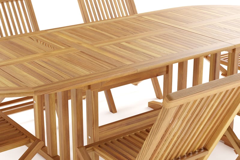 Menorca Stor Matgrupp Utomhus - Förlängningsbart ovalt utebord med 6 Matstolar i trä - Teak / Natur - Utemöbler & utemiljö - Utegrupp - Matgrupp utomhus