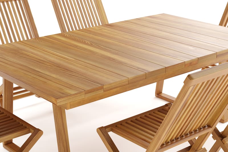 Menorca Stor Matgrupp Utomhus - Rektangulärt bord i trä med 6 Matstolar - Teak / Natur - Utemöbler & utemiljö - Utegrupp - Matgrupp utomhus