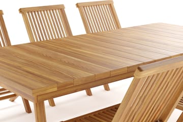 Menorca Stor Matgrupp Utomhus - Rektangulärt bord i trä med 6 Matstolar - Trä/natur - Utemöbler & utemiljö - Utegrupp - Matgrupp utomhus