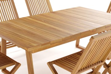 Menorca Stor Matgrupp Utomhus - Rektangulärt bord i trä med 6 Matstolar - Trä/natur - Utemöbler & utemiljö - Utegrupp - Matgrupp utomhus