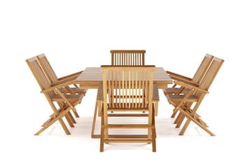 Menorca Stor Matgrupp Utomhus - Rektangulärt träbord med 6 Karmstolar - Teak / Natur - Utemöbler & utemiljö - Utegrupp - Matgrupp utomhus