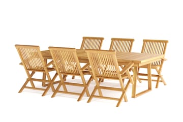Menorca Stor Matgrupp Utomhus - Rektangulärt utebord med 6 Karmstolar i trä - Trä/natur - Utemöbler & utemiljö - Utegrupp - Matgrupp utomhus