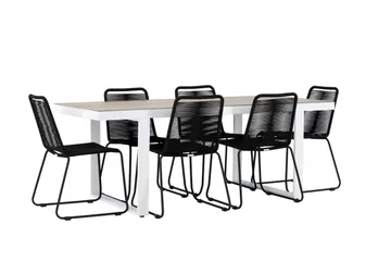 Merlo Matgrupp Utomhus + 6 Utestolar - Vit - Utemöbler & utemiljö - Utegrupp - Matgrupp utomhus