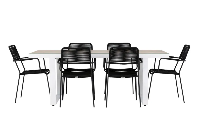 Merlo Matgrupp Utomhus + 6 Utestolar - Vit - Utemöbler & utemiljö - Utegrupp - Matgrupp utomhus