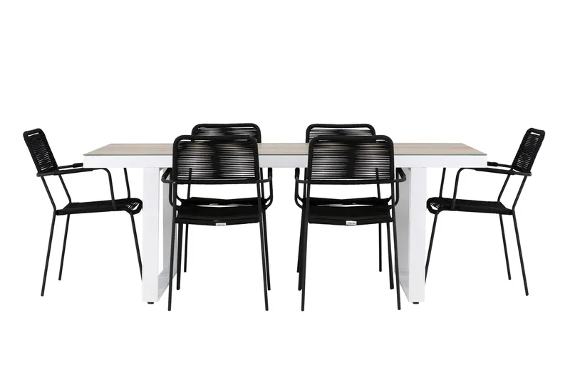 Merlo Matgrupp Utomhus + 6 Utestolar, Vit