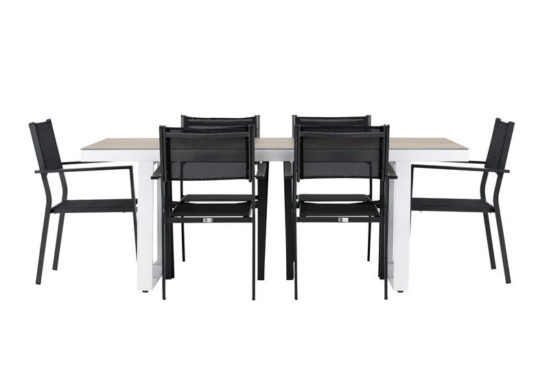 Merlo Matgrupp Utomhus cm Rektangulär med 6 Copacabana Utestolar, Vit