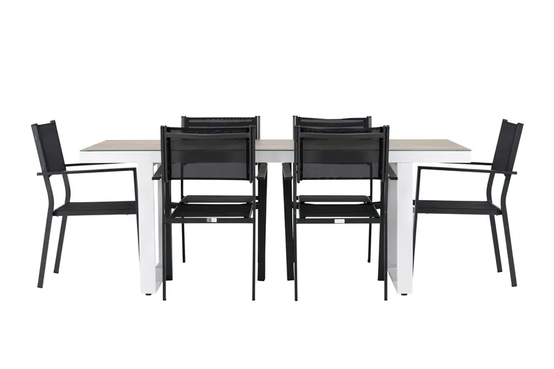 Merlo Matgrupp Utomhus cm Rektangulär med 6 Copacabana Utestolar - Vit - Utemöbler & utemiljö - Utegrupp - Matgrupp utomhus