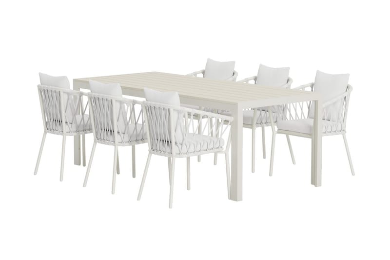 Mirko Matbord Utomhus 90x205 cm med 6 Matstol Linos - Utemöbler & utemiljö - Utegrupp - Matgrupp utomhus