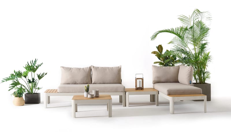 Modulset för utomhusbruk Portals 2x 2-sitssoffor + 2x soffbord - korallsand - Utemöbler & utemiljö - Utegrupp - Soffgrupp utomhus