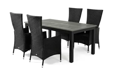Monaco förlängningsbar matgrupp utomhus inkl. iläggskiva 150-250 cm med 4 Jenny ställbar matstol - Svart/Grå - Utemöbler & utemiljö - Utegrupp - Matgrupp utomhus