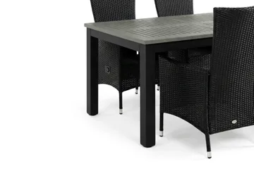 Monaco förlängningsbar matgrupp utomhus inkl. iläggskiva 150-250 cm med 4 Jenny ställbar matstol - Svart/Grå - Utemöbler & utemiljö - Utegrupp - Matgrupp utomhus