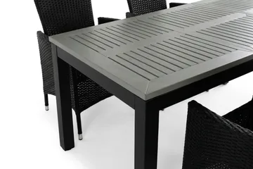 Monaco förlängningsbar matgrupp utomhus inkl. iläggskiva 150-250 cm med 6 Jenny ställbar matstol - Svart/Grå - Utemöbler & utemiljö - Utegrupp - Matgrupp utomhus