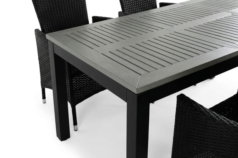 Monaco förlängningsbar matgrupp utomhus inkl. iläggskiva 150-250 cm med 6 Jenny ställbar matstol - Svart/Grå - Utemöbler & utemiljö - Utegrupp - Matgrupp utomhus