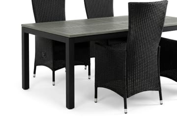 Monaco förlängningsbar matgrupp utomhus inkl. iläggskiva 210-310 cm med 6 Jenny ställbar matstol - Svart/Grå - Utemöbler & utemiljö - Utegrupp - Matgrupp utomhus