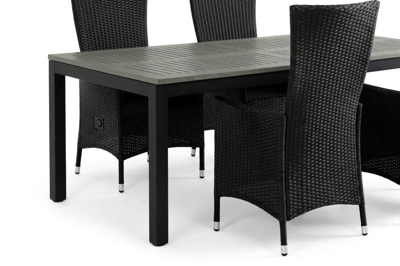 Monaco förlängningsbar matgrupp utomhus inkl. iläggskiva 210-310 cm med 6 Jenny ställbar matstol - Svart/Grå - Utemöbler & utemiljö - Utegrupp - Matgrupp utomhus
