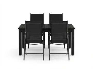 Monaco utomhus matgrupp förlängningsbart 150-250x90 med 4 Maggie positionsstolar - Svart/Grå - Utemöbler & utemiljö - Utegrupp - Matgrupp utomhus