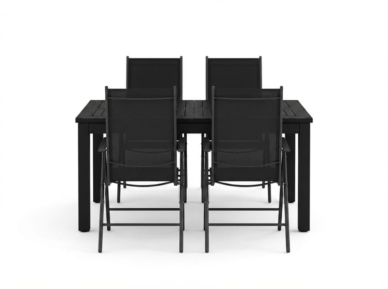 Monaco utomhus matgrupp förlängningsbart 150-250x90 med 4 Maggie positionsstolar - Svart/Grå - Utemöbler & utemiljö - Utegrupp - Matgrupp utomhus