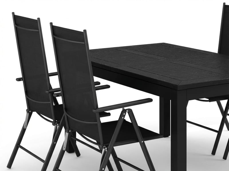 Monaco utomhus matgrupp förlängningsbart 150-250x90 med 4 Maggie positionsstolar - Svart/Grå - Utemöbler & utemiljö - Utegrupp - Matgrupp utomhus