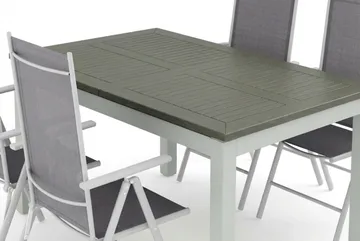 Monaco utomhus matgrupp förlängningsbart 150-250x90 med 4 Maggie positionsstolar - Vit/Grå - Utemöbler & utemiljö - Utegrupp - Matgrupp utomhus