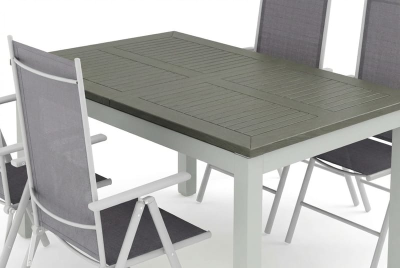 Monaco utomhus matgrupp förlängningsbart 150-250x90 med 4 Maggie positionsstolar - Vit/Grå - Utemöbler & utemiljö - Utegrupp - Matgrupp utomhus