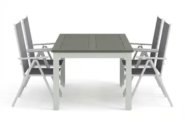 Monaco utomhus matgrupp förlängningsbart 150-250x90 med 4 Maggie positionsstolar - Vit/Grå - Utemöbler & utemiljö - Utegrupp - Matgrupp utomhus