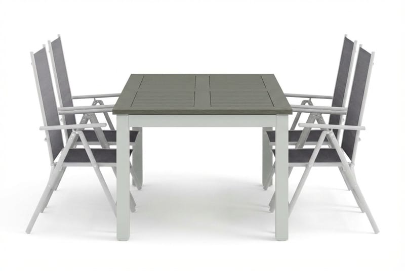 Monaco utomhus matgrupp förlängningsbart 150-250x90 med 4 Maggie positionsstolar - Vit/Grå - Utemöbler & utemiljö - Utegrupp - Matgrupp utomhus