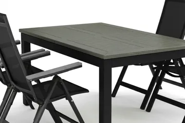 Monaco utomhus matgrupp förlängningsbart 150-250x90 med 4 Monaco Light positionsstolar - Svart/Grå - Utemöbler & utemiljö - Utegrupp - Matgrupp utomhus