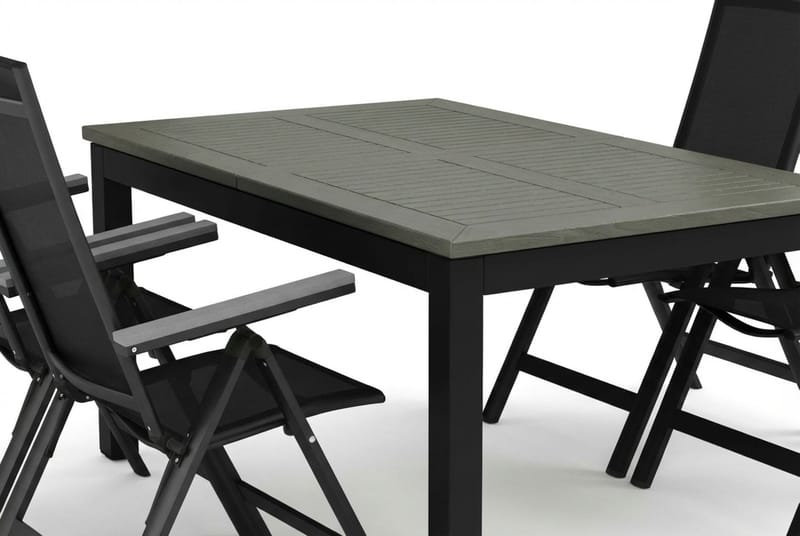 Monaco utomhus matgrupp förlängningsbart 150-250x90 med 4 Monaco Light positionsstolar - Svart/Grå - Utemöbler & utemiljö - Utegrupp - Matgrupp utomhus