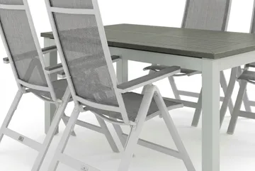 Monaco utomhus matgrupp förlängningsbart 150-250x90 med 4 Monaco Light positionsstolar - Vit/Grå - Utemöbler & utemiljö - Utegrupp - Matgrupp utomhus