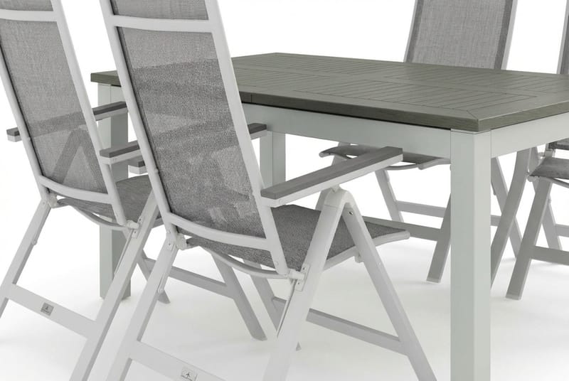 Monaco utomhus matgrupp förlängningsbart 150-250x90 med 4 Monaco Light positionsstolar - Vit/Grå - Utemöbler & utemiljö - Utegrupp - Matgrupp utomhus