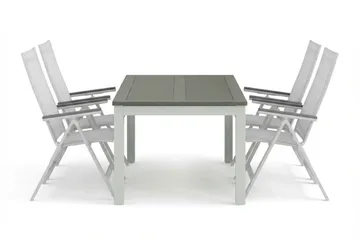 Monaco utomhus matgrupp förlängningsbart 150-250x90 med 4 Monaco Light positionsstolar - Vit/Grå - Utemöbler & utemiljö - Utegrupp - Matgrupp utomhus