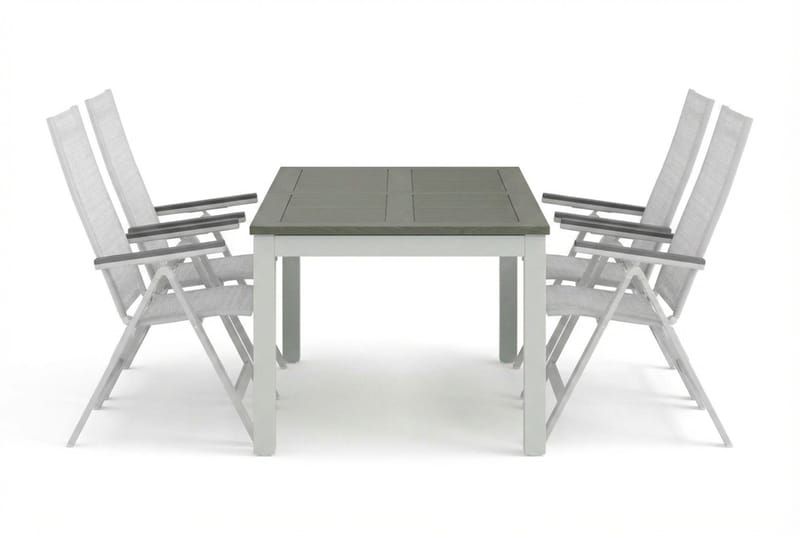 Monaco utomhus matgrupp förlängningsbart 150-250x90 med 4 Monaco Light positionsstolar - Vit/Grå - Utemöbler & utemiljö - Utegrupp - Matgrupp utomhus