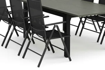 Monaco utomhus matgrupp förlängningsbart 150-250x90 med 6 Maggie positionsstolar - Svart/Grå - Utemöbler & utemiljö - Utegrupp - Matgrupp utomhus