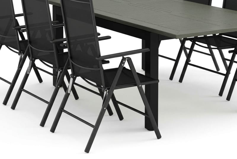 Monaco utomhus matgrupp förlängningsbart 150-250x90 med 6 Maggie positionsstolar - Svart/Grå - Utemöbler & utemiljö - Utegrupp - Matgrupp utomhus