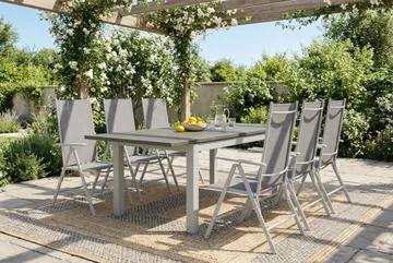 Monaco utomhus matgrupp förlängningsbart 150-250x90 med 6 Maggie positionsstolar - Vit/Grå - Utemöbler & utemiljö - Utegrupp - Matgrupp utomhus