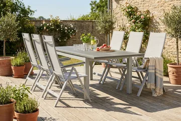 Monaco utomhus matgrupp förlängningsbart 150-250x90 med 6 Monaco Light positionsstolar - Vit/Grå - Utemöbler & utemiljö - Utegrupp - Matgrupp utomhus