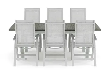 Monaco utomhus matgrupp förlängningsbart 150-250x90 med 6 Monaco Light positionsstolar - Vit/Grå - Utemöbler & utemiljö - Utegrupp - Matgrupp utomhus