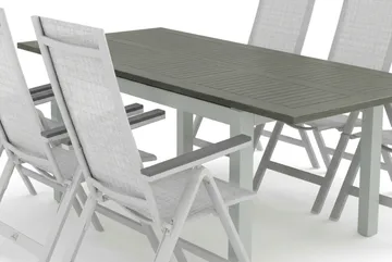 Monaco utomhus matgrupp förlängningsbart 150-250x90 med 6 Monaco Light positionsstolar - Vit/Grå - Utemöbler & utemiljö - Utegrupp - Matgrupp utomhus