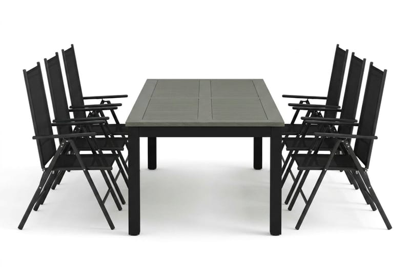 Monaco utomhus matgrupp förlängningsbart 210/310x90 med 6 Maggie positionsstolar - Svart/Grå - Utemöbler & utemiljö - Utegrupp - Matgrupp utomhus