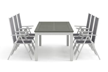 Monaco utomhus matgrupp förlängningsbart 210/310x90 med 6 Maggie positionsstolar - Vit/Grå - Utemöbler & utemiljö - Utegrupp - Matgrupp utomhus