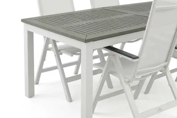 Monaco utomhus matgrupp förlängningsbart 210/310x90 med 6 Monaco Light positionsstolar - Vit/Grå - Utemöbler & utemiljö - Utegrupp - Matgrupp utomhus