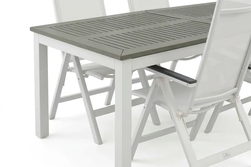 Monaco utomhus matgrupp förlängningsbart 210/310x90 med 6 Monaco Light positionsstolar - Vit/Grå - Utemöbler & utemiljö - Utegrupp - Matgrupp utomhus