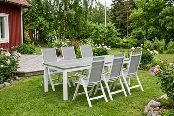 Monaco utomhus matgrupp förlängningsbart 210/310x90 med 6 Monaco Light positionsstolar - Vit/Grå - Utemöbler & utemiljö - Utegrupp - Matgrupp utomhus